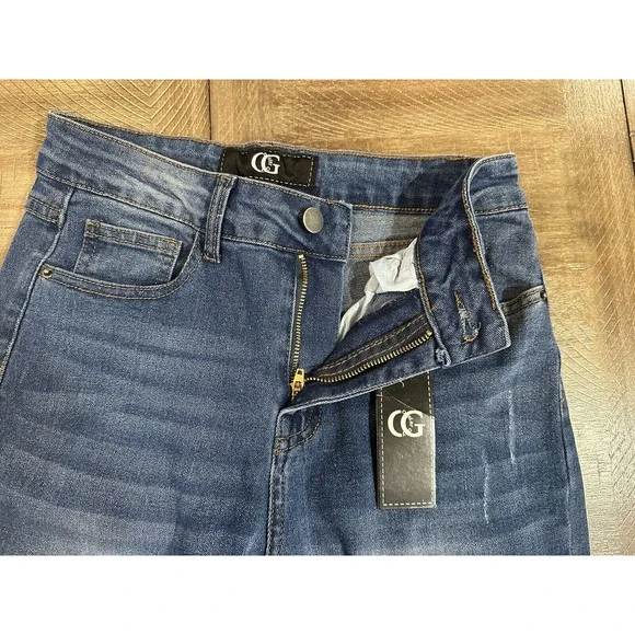 NWT OG Oyster Guy Distressed Skinny Leg Stretch Blue Denim Jeans Junior's Size 7 - Picture 6 of 15